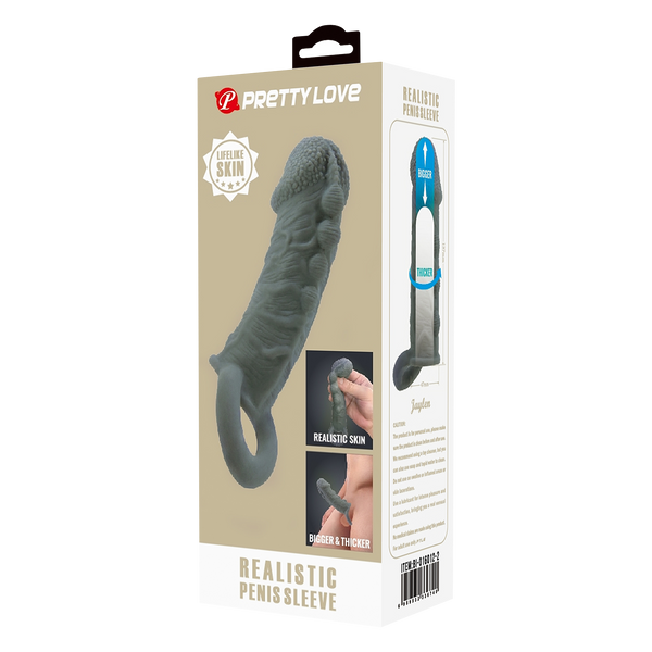 Pretty Love - Faylen - Realistische Penis Sleeve - Donkergrijs