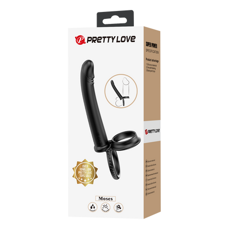 Pretty Love - Moses - Cock en Ball Ring Dildo - Zwart