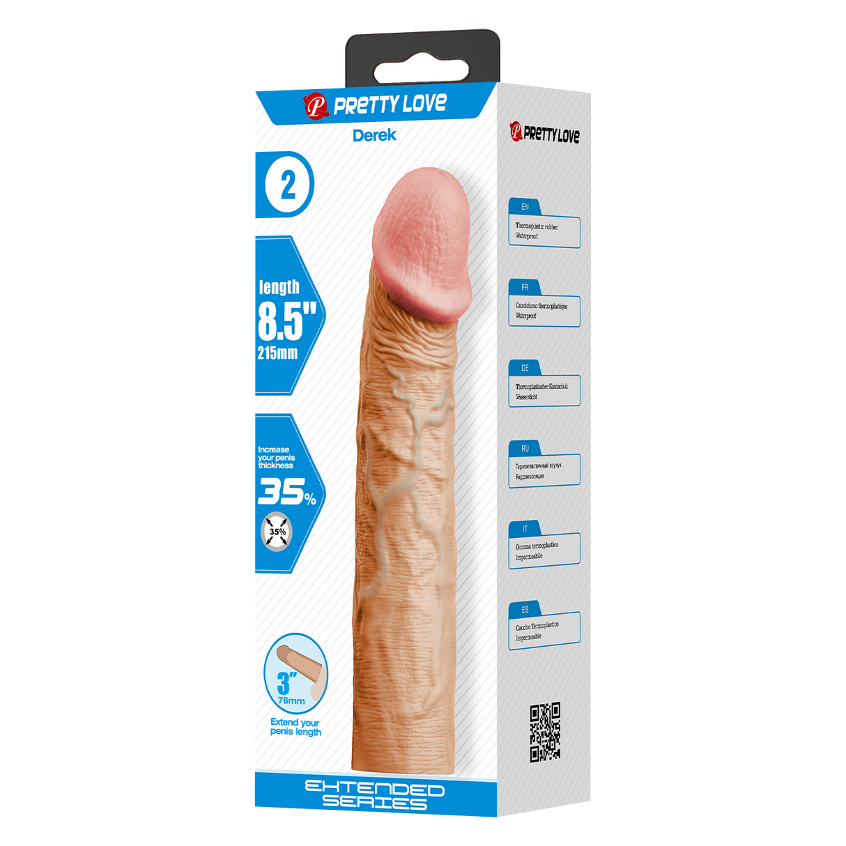 Pretty Love - Derek - Realistische Penis Sleeve - 215mm - Nude