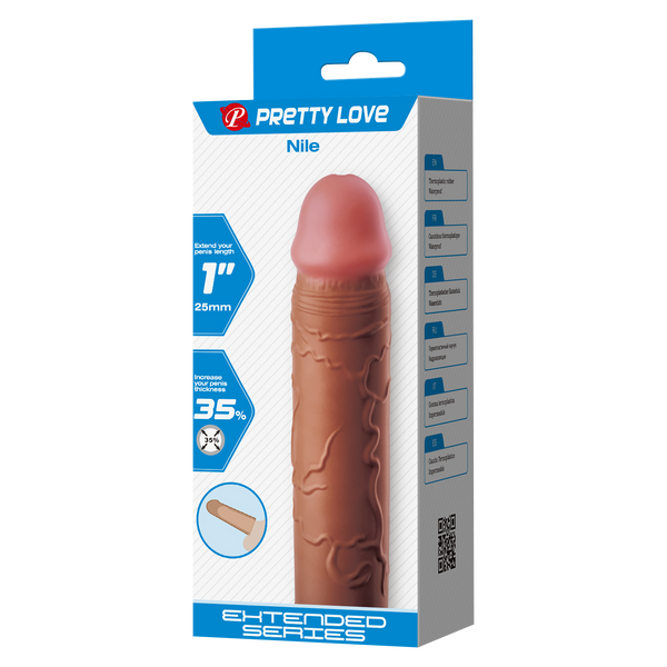 Pretty Love - Nile - Verlengde Penis Sleeve - 25mm - Bruin