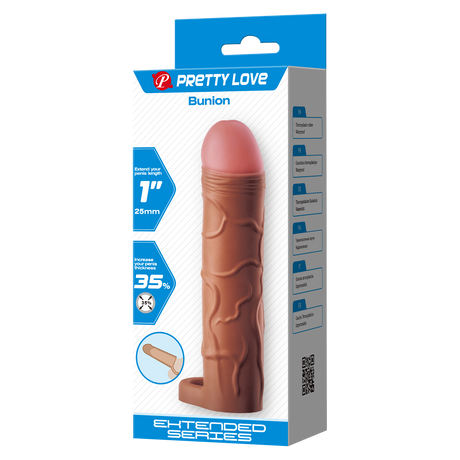 Pretty Love - Bunion - Cock Ring met verlengde Penis Sleeve - 25mm - Bruin