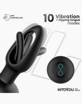 IY - Zack - Anale plug met bewegende tong (met app-bediening) - Zwart