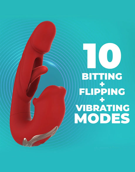 IY - Mouty - Biting & Flipping Rabbit Vibrator met App - Rood