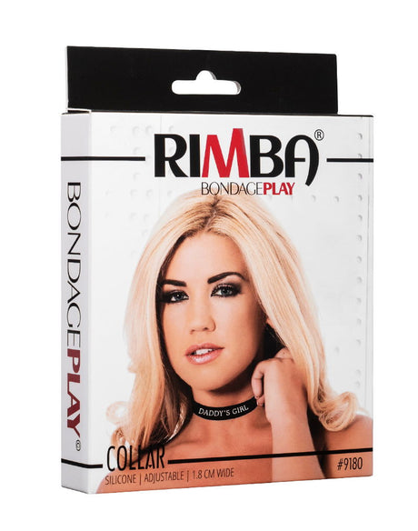 Rimba Latex Play - Halsband met opschrift 'Daddy's Girl' - Zwart & Wit