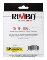 Rimba Latex Play - Halsband met opschrift 'Cum Slut' - Zwart & Wit