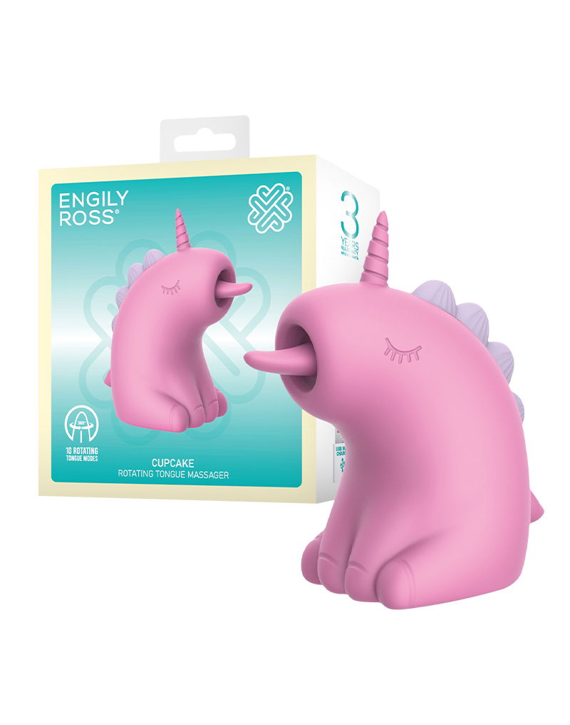 ER - Cupcake Unicorn - 360° Roterende Tong Massage - Roze