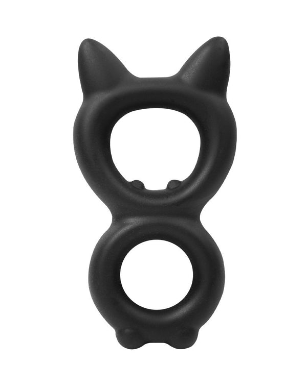 Rimba Bondage Play - Siliconen Kitty 8-vormige Ring - Zwart