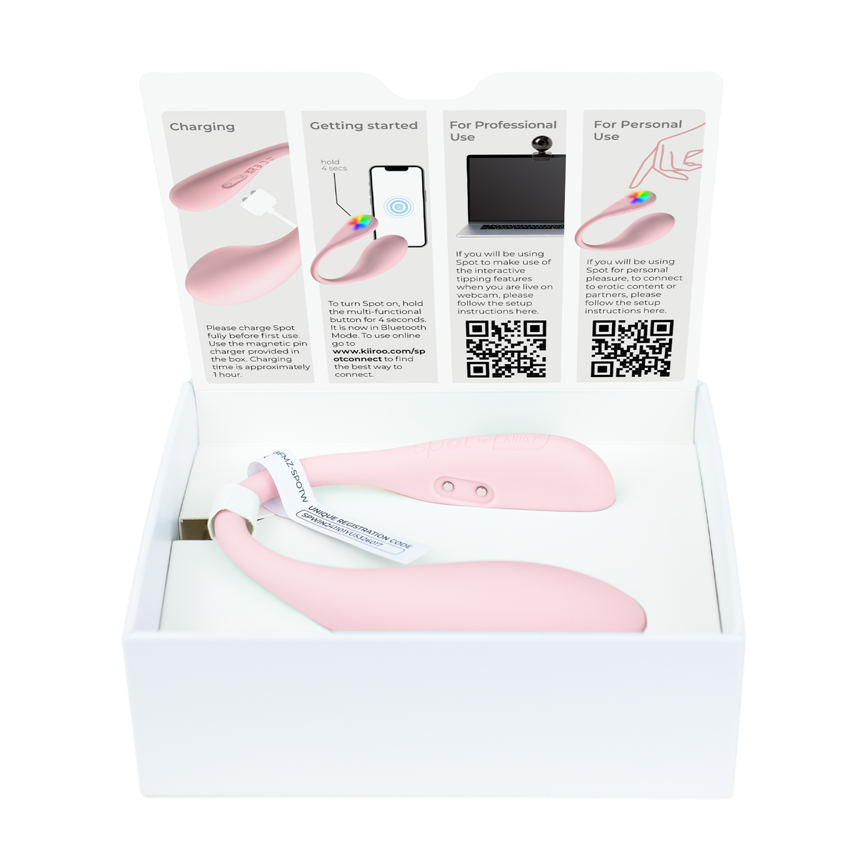 KIIROO- Spot - Draagbare Interactieve Ei-vibrator - Kiss Me Pink