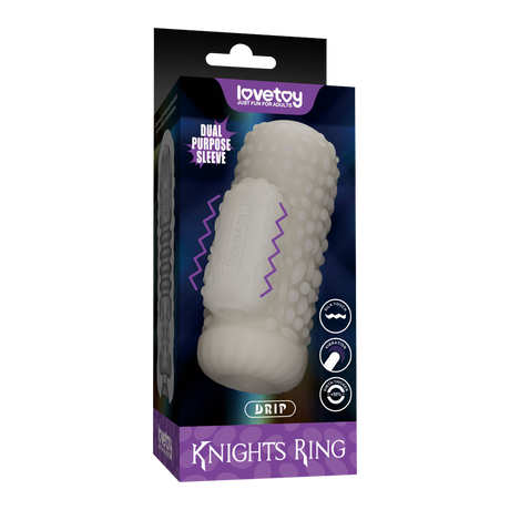 LoveToy - Knights Ring - Vibrerende Dual Purpose Sleeve - Drip - Wit