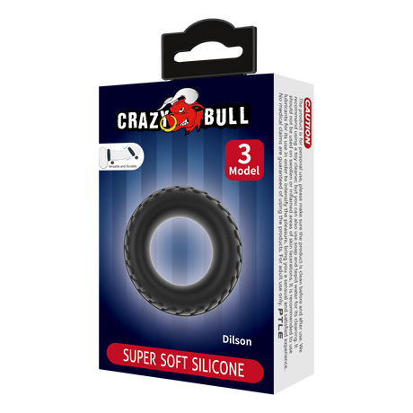 Crazy Bull - Dilson - Super Soft Siliconen Ring - Model 3 - Zwart