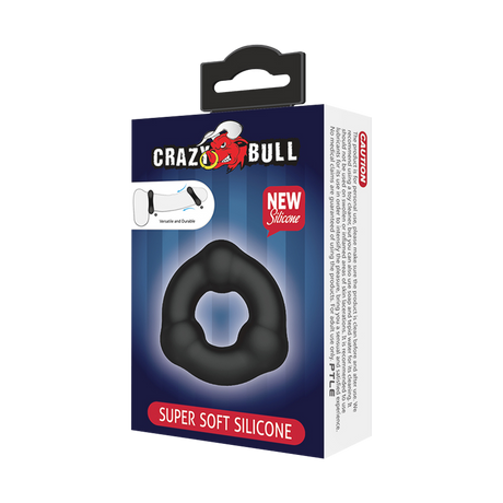 Crazy Bull - Super Soft Siliconen Ring - Model 7 - Zwart