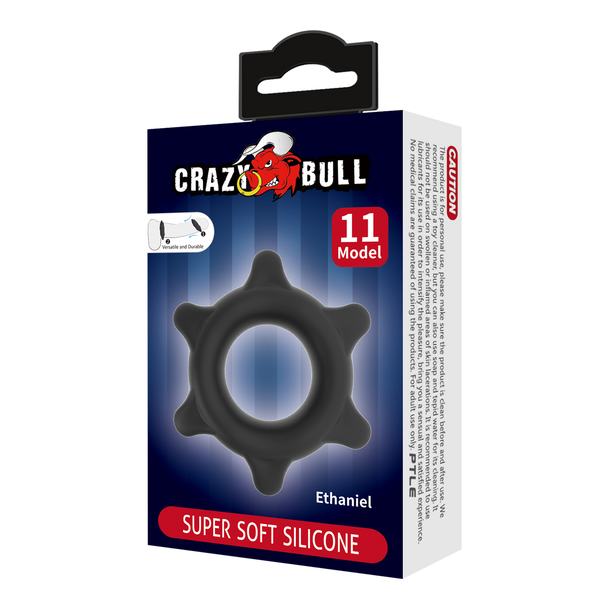 Crazy Bull - Ethaniel - Super Soft Siliconen Ring - Model 11 - Zwart