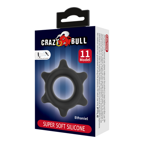 Crazy Bull - Ethaniel - Super Soft Siliconen Ring - Model 11 - Zwart