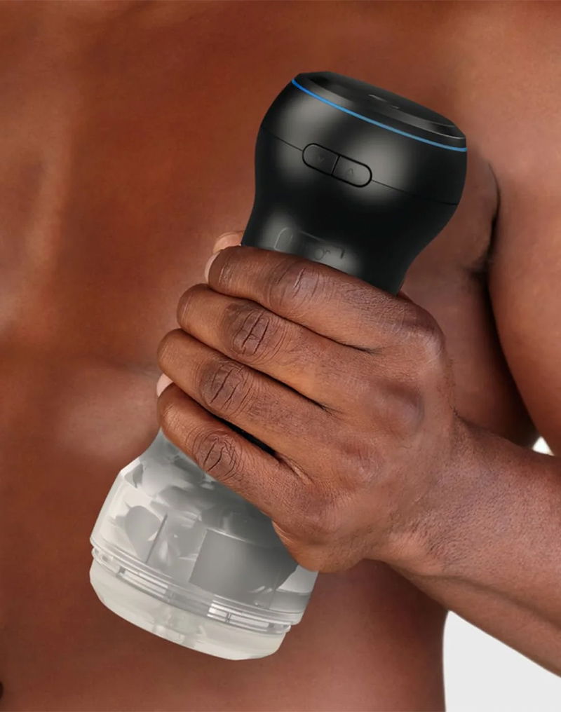 KIIROO - Feel Pocket Stroker Crystal + Powerblow Combo - Zwart/Transparant