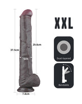 LoveToy - Nature Cock - 14,5" Dual Layered Bendable Cock XXL - Zwart