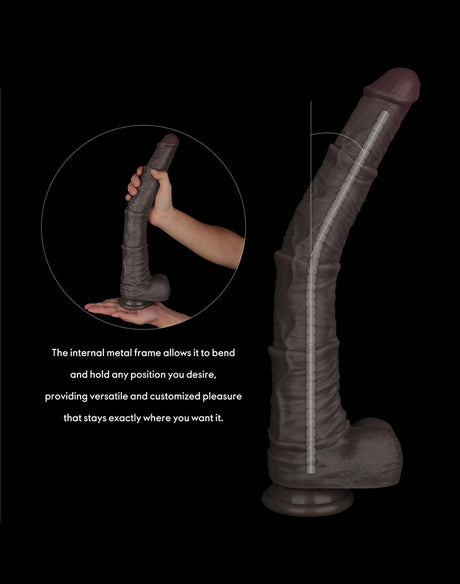 LoveToy - Nature Cock - 16" Dual Layered Bendable Cock XXL - Zwart