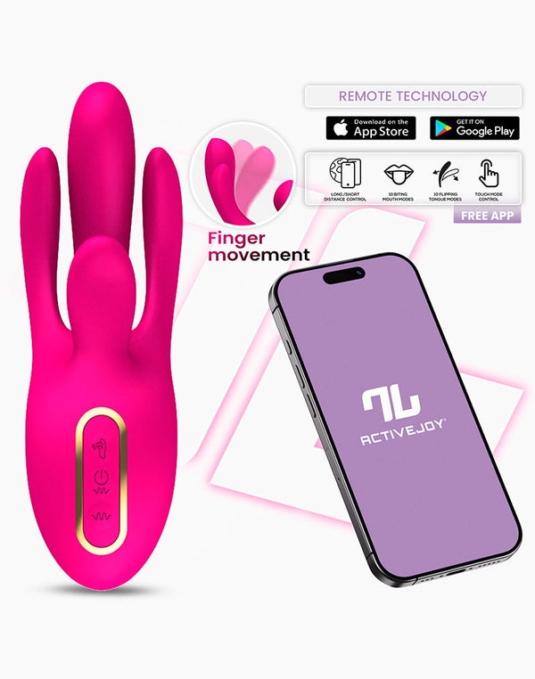 IY - Derek - Vibrator met vingerbeweging, 3 motoren, App-bediening - Roze