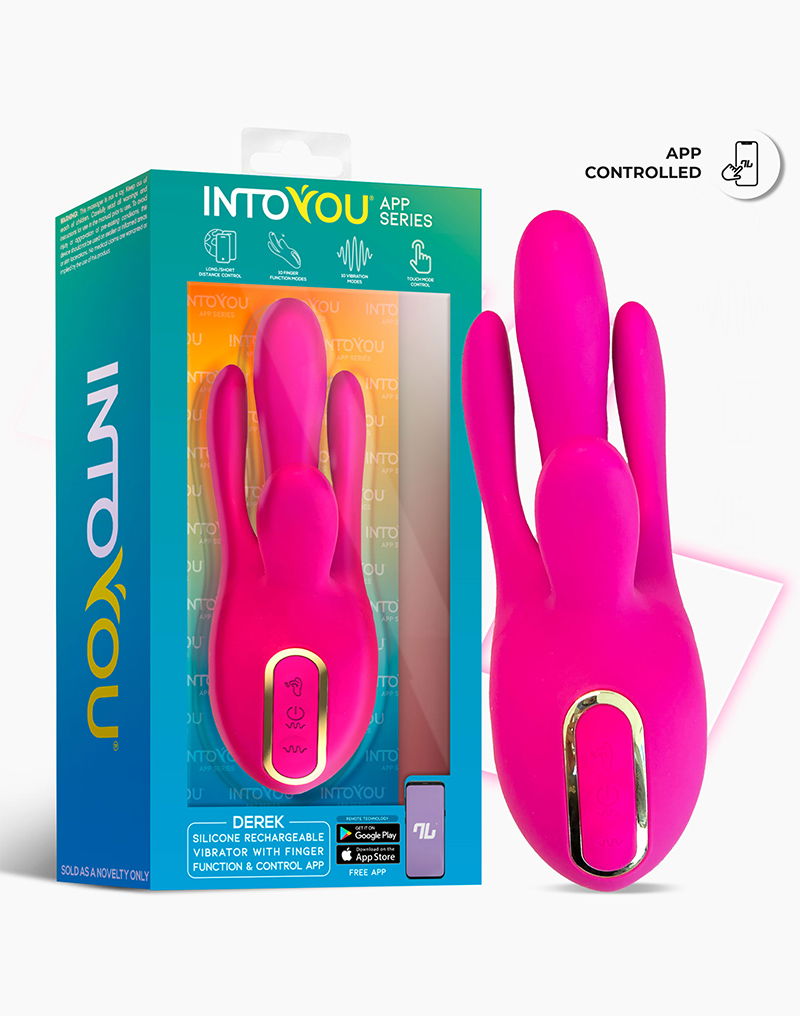 IY - Derek - Vibrator met vingerbeweging, 3 motoren, App-bediening - Roze
