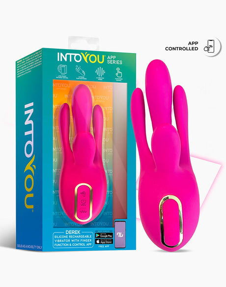 IY - Derek - Vibrator met vingerbeweging, 3 motoren, App-bediening - Roze