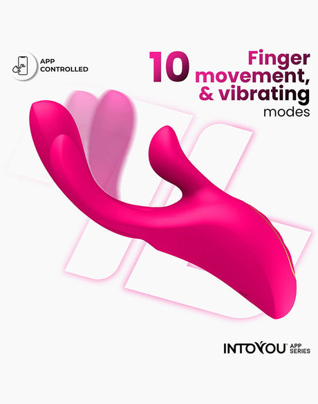 IY - Derek - Vibrator met vingerbeweging, 3 motoren, App-bediening - Roze
