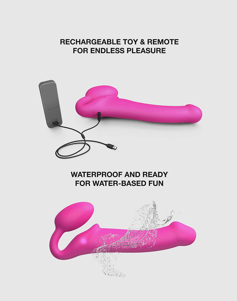 Strap-On-Me - Buigbare Strap-On Vibrator met Afstandsbediening Maat M