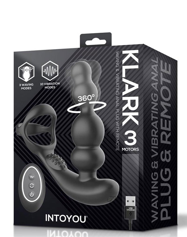 IY Klark - Wuivende & Vibrerende Anaalplug met Afstandsbediening - Zwart