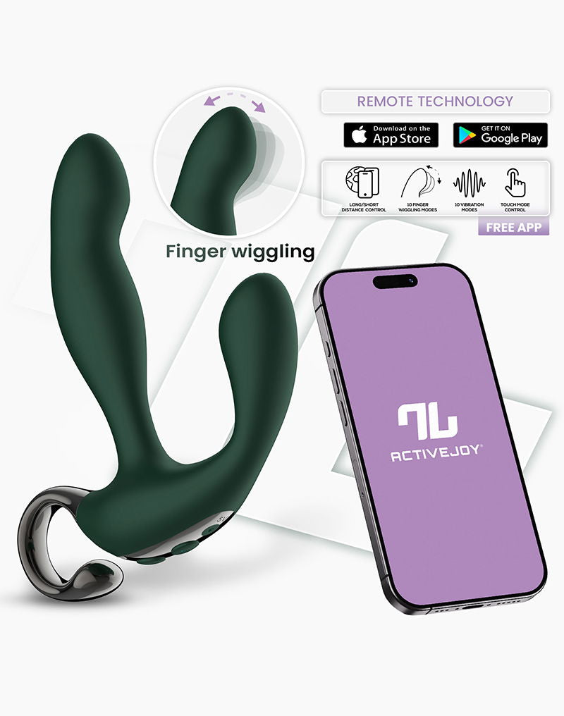 IY - Greeny - Prostaatmassager met vinger wiggling, App Controlled - Groen