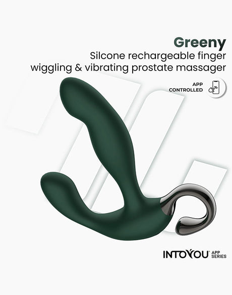 IY - Greeny - Prostaatmassager met vinger wiggling, App Controlled - Groen