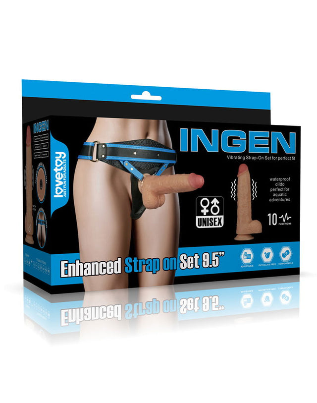 LoveToy - Ingen - Vibrating Enhanced Strap-on Set 9,5"/ 24 cm - Maat XS/S/M - Nude