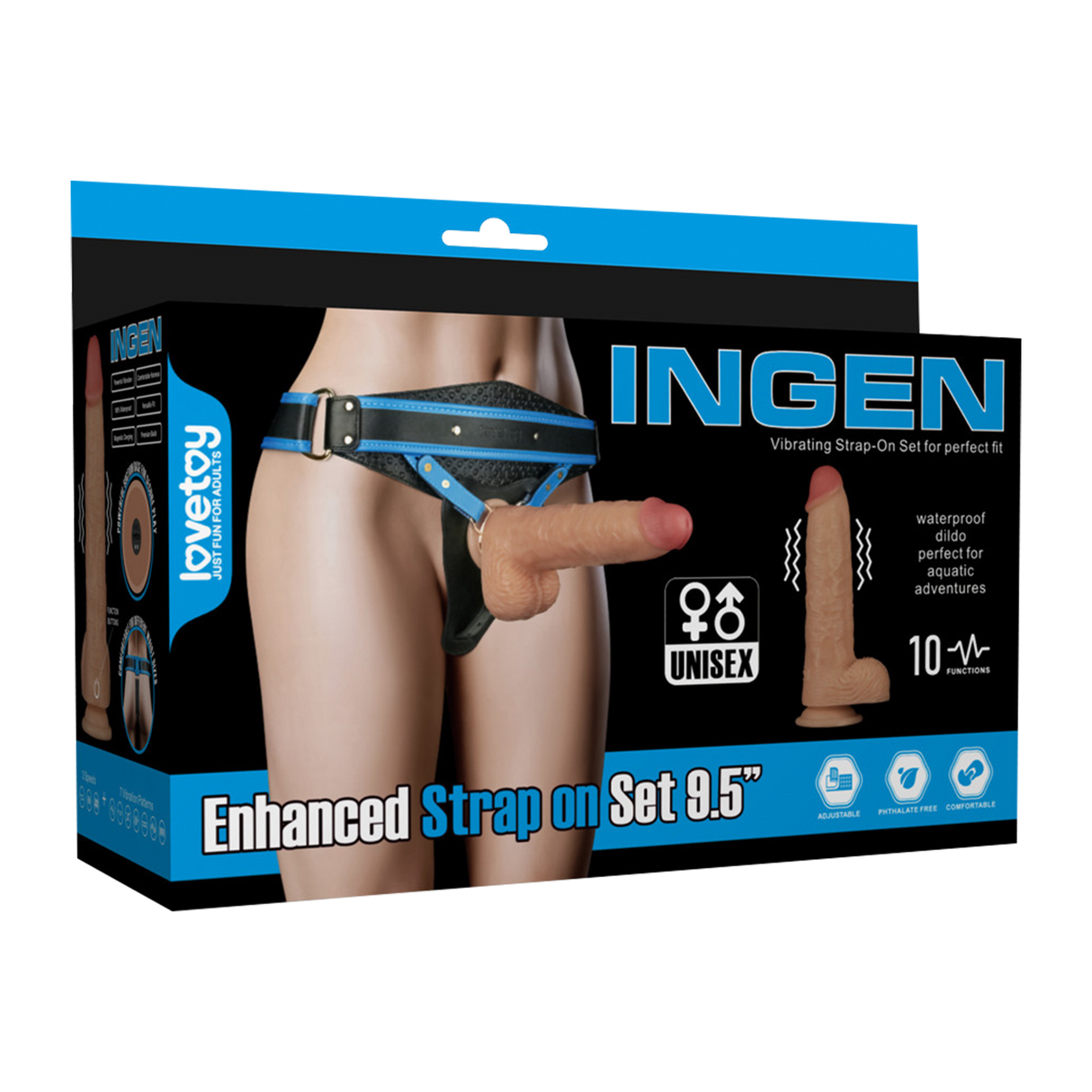 LoveToy - Ingen - Vibrating Enhanced Strap-on Set 9,5"/ 24 cm - Maat XS/S/M - Nude