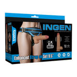 LoveToy - Ingen - Vibrating Enhanced Strap-on Set 9,5"/ 24 cm - Maat XS/S/M - Nude