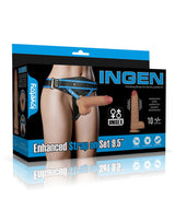 LoveToy - Ingen - Vibrating Enhanced Strap-on Set 9,5"/ 24 cm - Maat L/XL/2XL - Nude