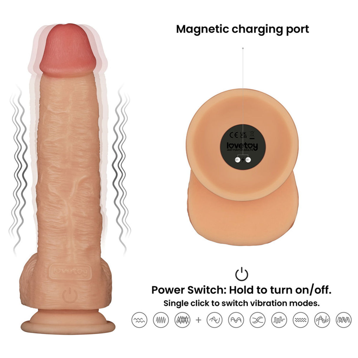 LoveToy - Ingen - Vibrating Enhanced Strap-on Set 9,5"/ 24 cm - Maat L/XL/2XL - Nude