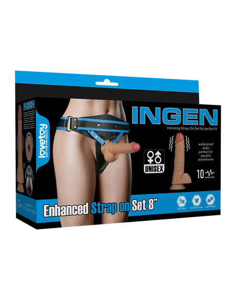 LoveToy - Ingen - Vibrating Enhanced Strap-on Set 8"/ 20 cm - Maat L/XL/2XL - Nude