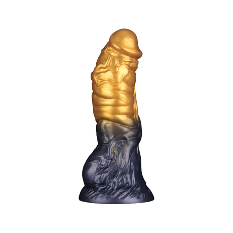 LoveToy - Dual Density Opblaasbare Dildo 7,5" / 19 cm - Goud/Zwart