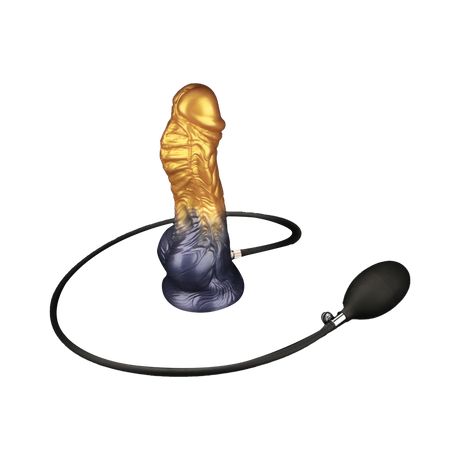 LoveToy - Dual Density Opblaasbare Dildo  8"/ 20 cm - Goud/Zwart