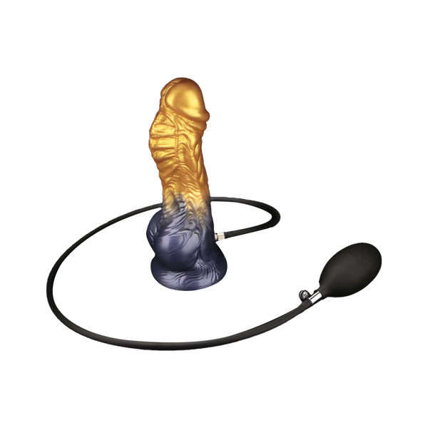 LoveToy - Dual Density Opblaasbare Dildo  8"/ 20 cm - Goud/Zwart