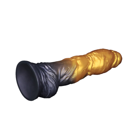 LoveToy - Dual Density Opblaasbare Dildo 10"/ 25 cm - Goud/Zwart