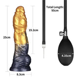 LoveToy - Dual Density Opblaasbare Dildo 10"/ 25 cm - Goud/Zwart