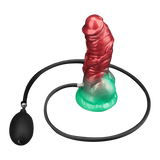 LoveToy - Dual Density Opblaasbare Dildo 7,5" / 19 cm - Rood/Groen