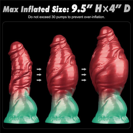 LoveToy - Dual Density Opblaasbare Dildo 7,5" / 19 cm - Rood/Groen