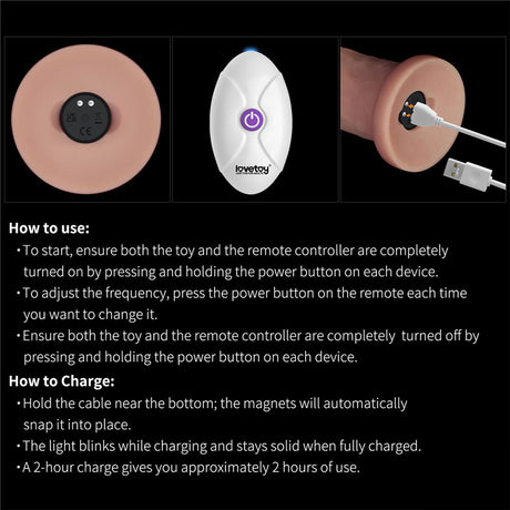 LoveToy - Vibrerende Sliding Skin Pro II met afstandsbediening - 9" / 23 cm - Nude