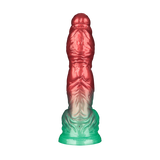 LoveToy - Dual Density Opblaasbare Dildo 10" / 25 cm - Rood/Groen