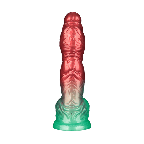 LoveToy - Dual Density Opblaasbare Dildo 10" / 25 cm - Rood/Groen
