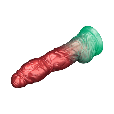 LoveToy - Dual Density Opblaasbare Dildo 10" / 25 cm - Rood/Groen
