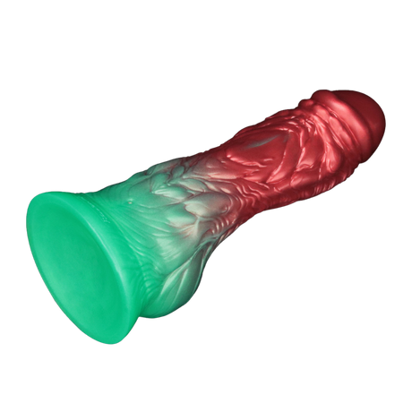 LoveToy - Dual Density Opblaasbare Dildo 8"/ 20 cm - Rood/Groen