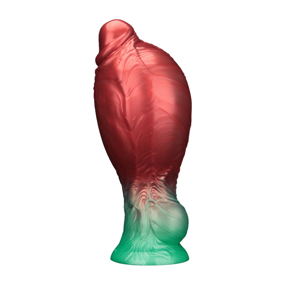 LoveToy - Dual Density Opblaasbare Dildo 8"/ 20 cm - Rood/Groen