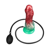 LoveToy - Dual Density Opblaasbare Dildo 8"/ 20 cm - Rood/Groen