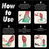 LoveToy - Dual Density Opblaasbare Dildo 8"/ 20 cm - Rood/Groen