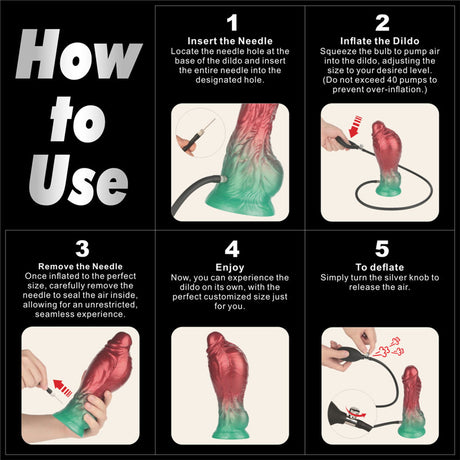 LoveToy - Dual Density Opblaasbare Dildo 8"/ 20 cm - Rood/Groen